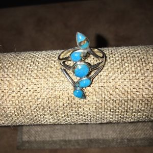 🟣STERLING SILVER & GENUINE TURQUOISE PRE-LOVED  AUTHENTIC DESIGN RING